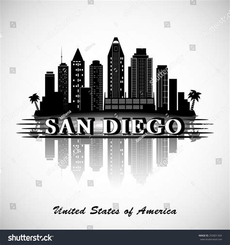 San Diego Skyline. City Silhouette Stock Vector Illustration 255831304 ...