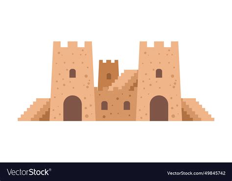 Cartoon sand castle beach recreation sandy Vector Image