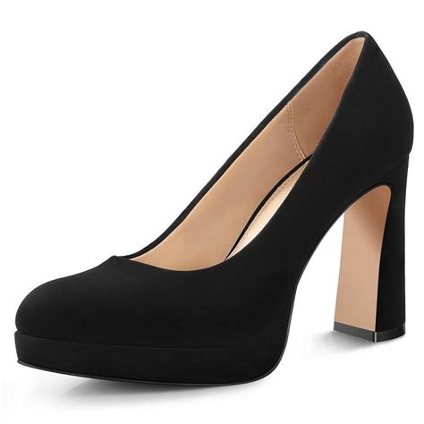 Ankis Platform Heels Women’s Pumps Black White Nude Closed Toe Chunky