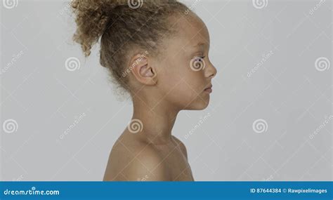 Little Girl Isolated Side View Portrait Stock Photo - Image of ...