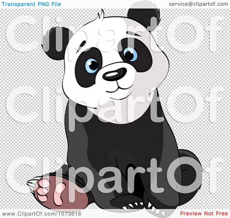 Clipart Cute Sad Panda Bear Sitting - Royalty Free Vector Illustration ...