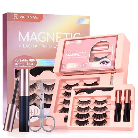 Amazon.com: MLEN DIARY 10 Pairs Magnetic Eyelashes With Eyeliner Kit