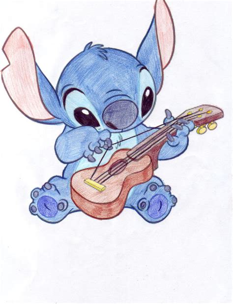 stitch_guitar_by_rin_fluffychan.jpg (600×782) | Рисунки диснея, Дисней ...