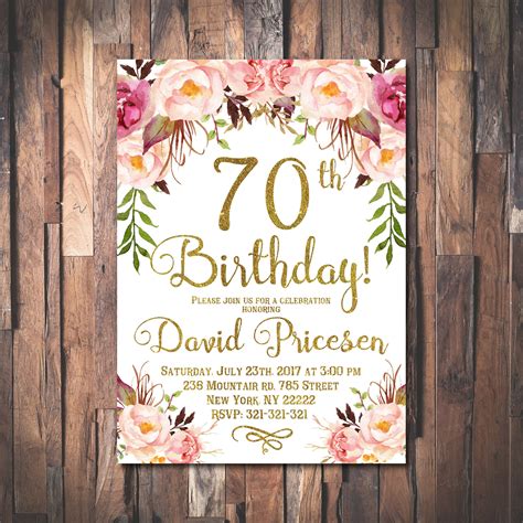 70Th Birthday Invitation Templates Free