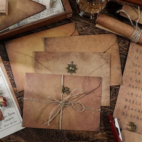 pcsset vintage kraft envelope  letter pads diy love letter