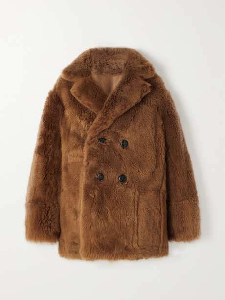 LORO PIANA Double-breasted reversible shearling and leather coat | NET ...