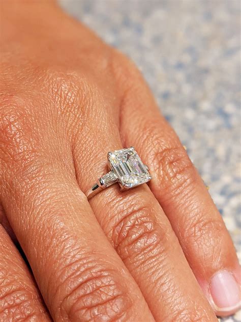emerald cut engagement ring emerald cut ring baguette etsy