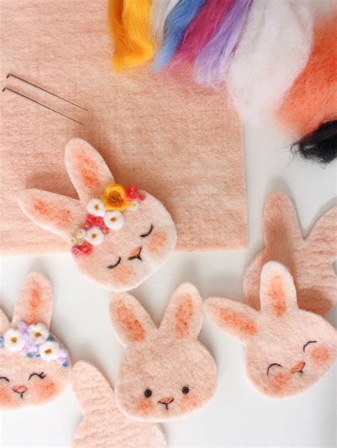 Cute Bunny Felting Kit, DIY Felt Flower Crown Bunnies, Simple Felting ...