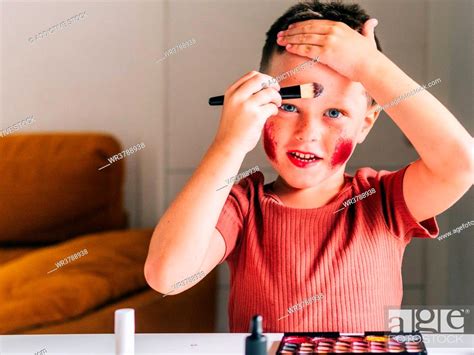 boy, playing, makeup, dress up, Stock Photo, Picture And Royalty Free ...