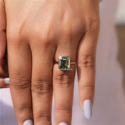 Bezel Set Emerald Cut Engagement Ring