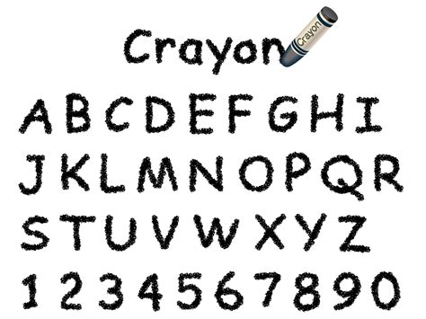 Vector crayon font. Caps and numbers in black. 426574 Vector Art at ...