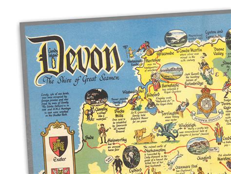 Devon Map the Shire of Great Seamen Pictorial Map of Devon - Etsy UK