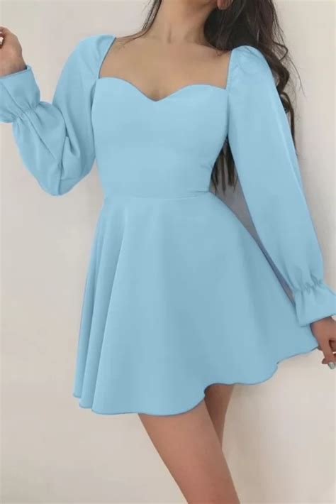 Sweetheart Blue Flare Dress | Street Style Store | SSS