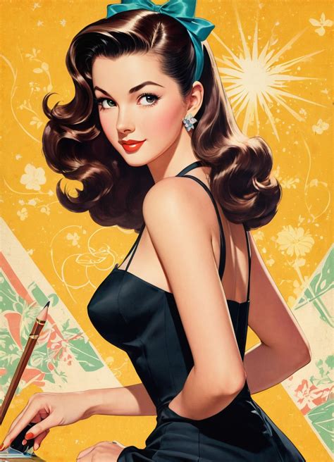 Vintage Pin-Up 1950s Woman Poster | Stable Diffusion Online