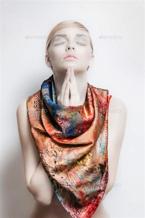 porcelain naked lady  silk shawl stock photo  boomeart photodune