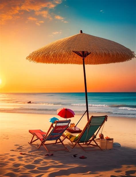 Premium AI Image | Beautiful picture of the beach at sunset in summer