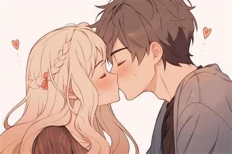 Premium Photo | Romantic Couple Sharing A Sweet Forehead Kiss Drawn In Cute Anime Style