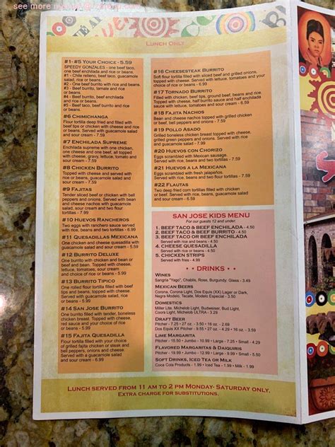 Menu at San Jose Mexican Restaurant, Batesburg-Leesville