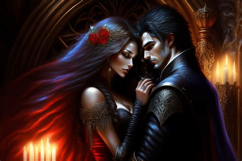 Lexica - , a vampire couple hugs kiss,, in castle gothic room, lusi