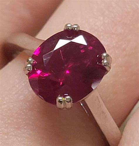 Beautiful Oval Lab Grown Ruby Solitaire Ring. 4 ctw! - Gem