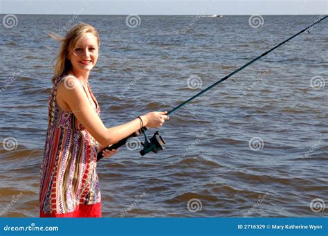 Young Woman Fishing Royalty Free Stock Images - Image: 2716329