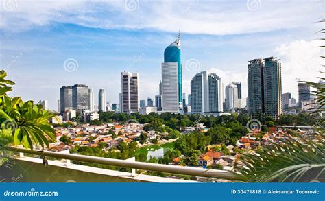 panoramic cityscape  indonesia capital city jakarta stock photo