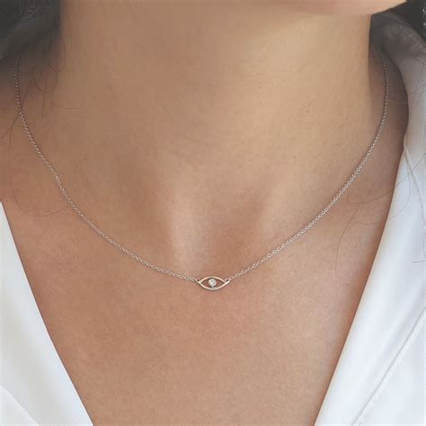 14k gold tiny evil eye diamond necklace / choker / collar