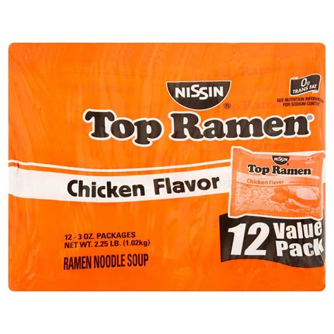 Nissin Top Ramen Chicken Flavor Ramen Noodle Soup, 3 oz, 12 count - Walmart.com - Walmart.com