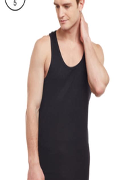 Buy BODYX Men Pack Of 5 Solid Innerwear Vests BX213 BLK - Innerwear ...