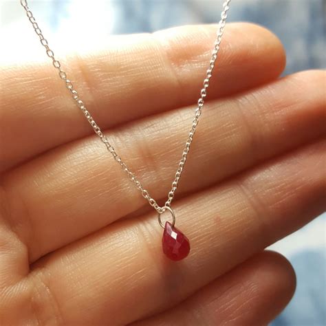 Genuine Ruby Necklace, July Birthstone Necklace, July Birthstone ...