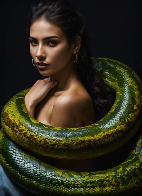 Lexica - Detailed 4k photo full body portrait of snake woman a half