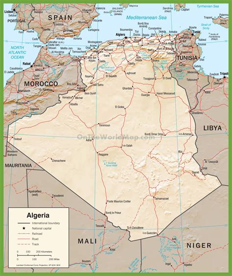Detailed political map of Algeria with roads - Ontheworldmap.com