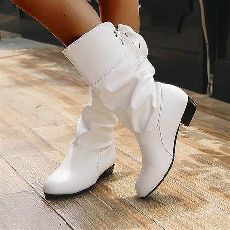 Miluxas Women's Wide Calf Knee High Boots, Low Stacked Heel Riding ...