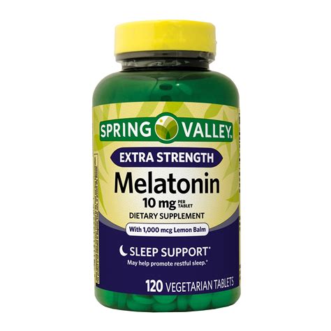 Spring Valley Extra Strength Melatonin Tablets, 10 mg, 120 Ct - Walmart ...