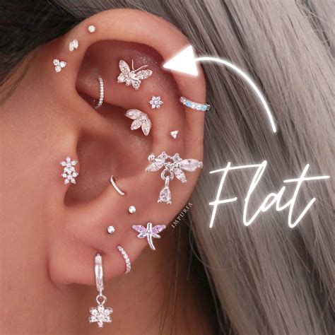 flat piercing jewelry flat  cartilage stud earrings impuria jewelry