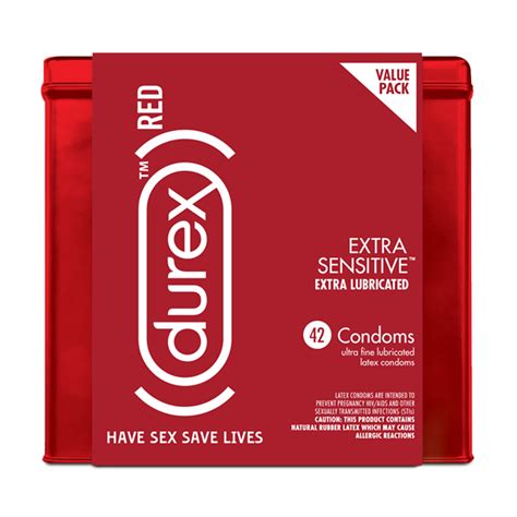 Durex (RED) Condom Extra Sensitive, 42 Condoms - Ultra Fine & Extra ...