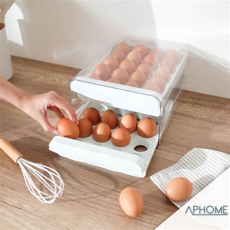 jual aphome tempat penyimpanan telur rak telor desain laci bening kotak