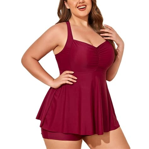 Summer Mae Plus Size Tankini Women 2 Pieces Swimsuits with Shorts Flowy ...