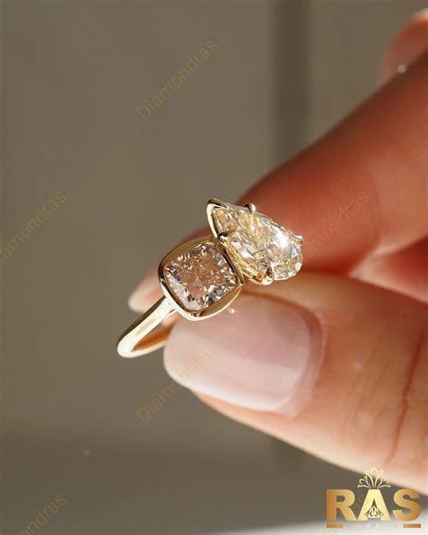 toi  moi engagement ring cushion  pear cut moissanite engagement