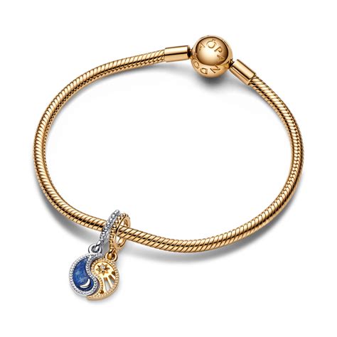 Charm colgante separable de dos tonos Sol y Luna Recubrimiento en Oro ...