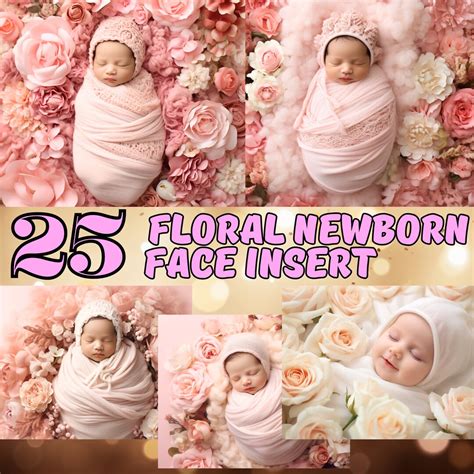 Girl Newborn Floral Flower Pink Digital Backdrop Photography Background ...