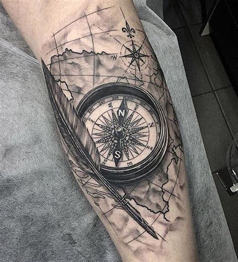 100 Awesome Compass Tattoo Designs | Art and Design