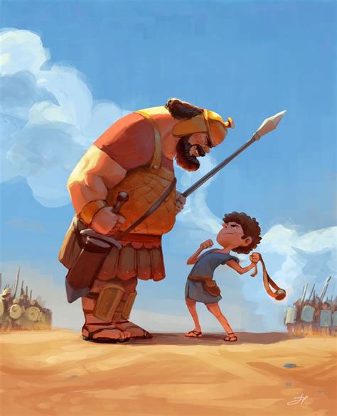 David & Goliath, Hien Lam | Bible cartoon, Bible illustrations, Bible pictures