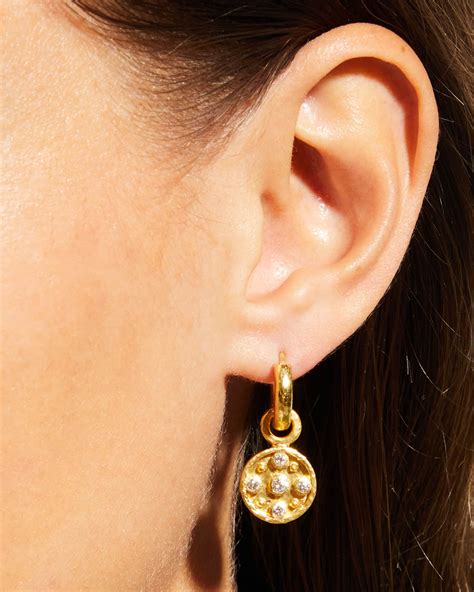 Elizabeth Locke 19k Gold Diamond Disc Earring Pendants | Neiman Marcus