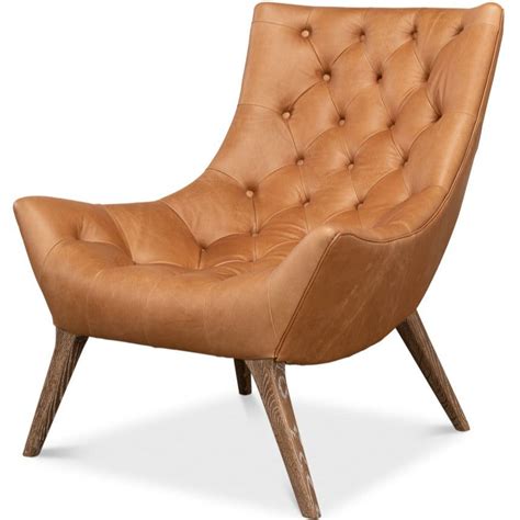 Light Brown Quilted Leather Slouch Chair | Leather side chair, Brown ...