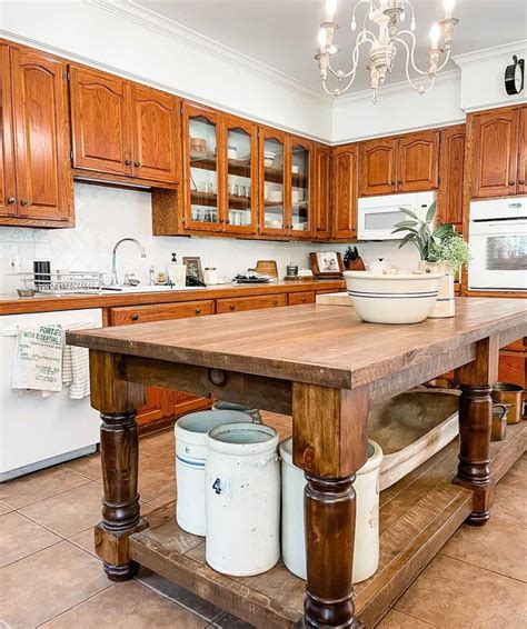 Vintage Kitchen With Reclaimed Wood Island - Soul & Lane