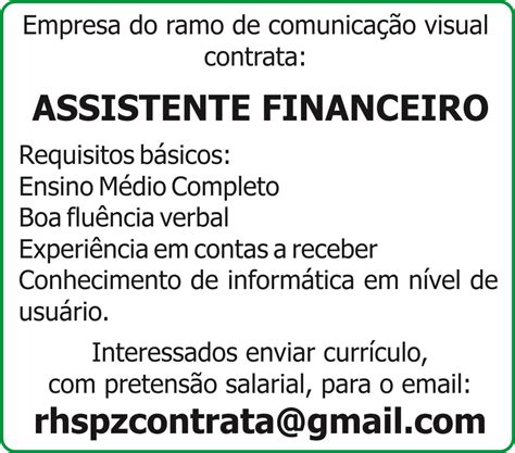 jornal meu emprego ms vaga assistente financeiro