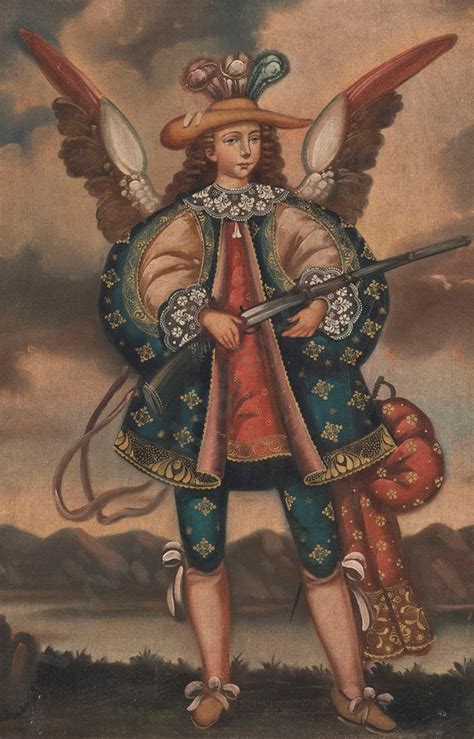 Oil painting of Archangel Michael with a gun (in Cuzco Peru… - Antique ...