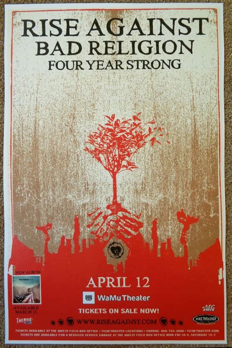 RISE AGAINST 2011 Gig POSTER Seattle Washington Concert
