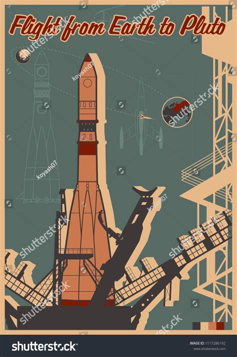 Vector Vintage Soviet Space Propaganda Poster Stock Vector (Royalty ...